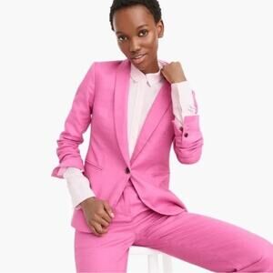 J. CREW Parke linen blend single breast Barbiecore blazer 4